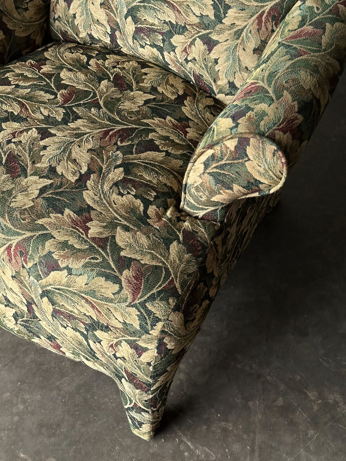 Sage Acanthus Tapestry Club Chairs, John Hutton for Donghia Luciano, 1990s, Pair