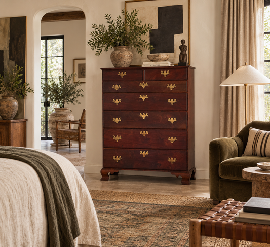 Chippendale-Style Black Walnut Tall Chest of Drawers, 1930s