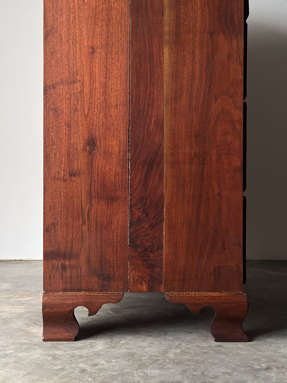 Chippendale-Style Black Walnut Tall Chest of Drawers, 1930s