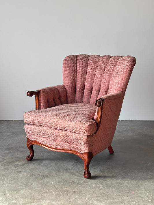 French Provincial Channel-Back Armchair, Louis XV Revival, Mid-Century