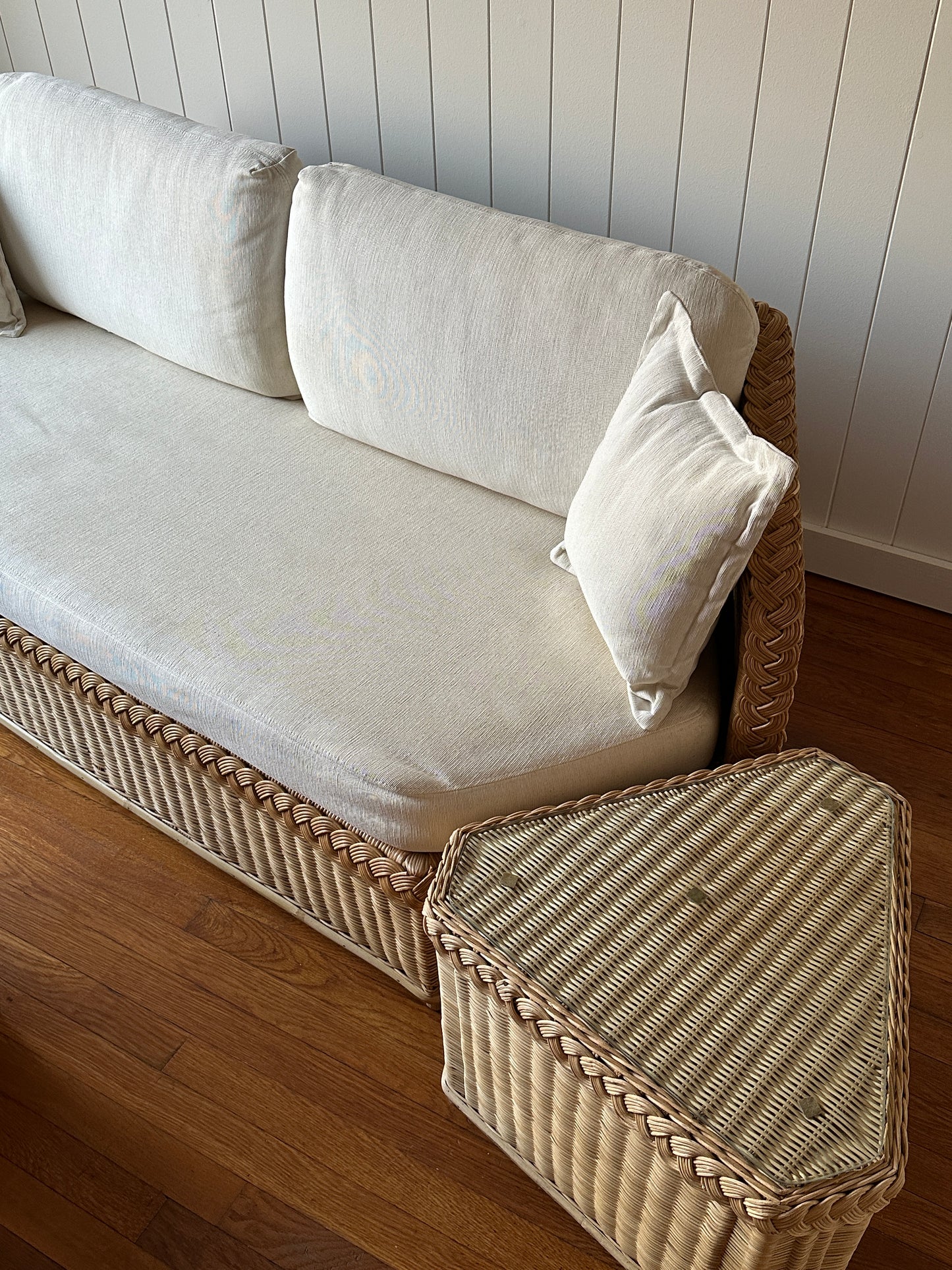Vintage Brown Jordan Braided Wicker Sofa