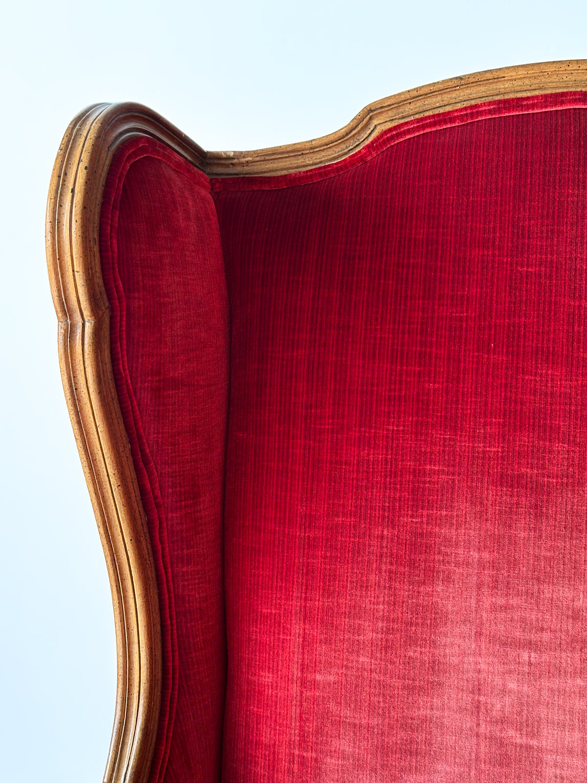 Vintage French Louis XV Style Crimson Velvet Wingback Bergère