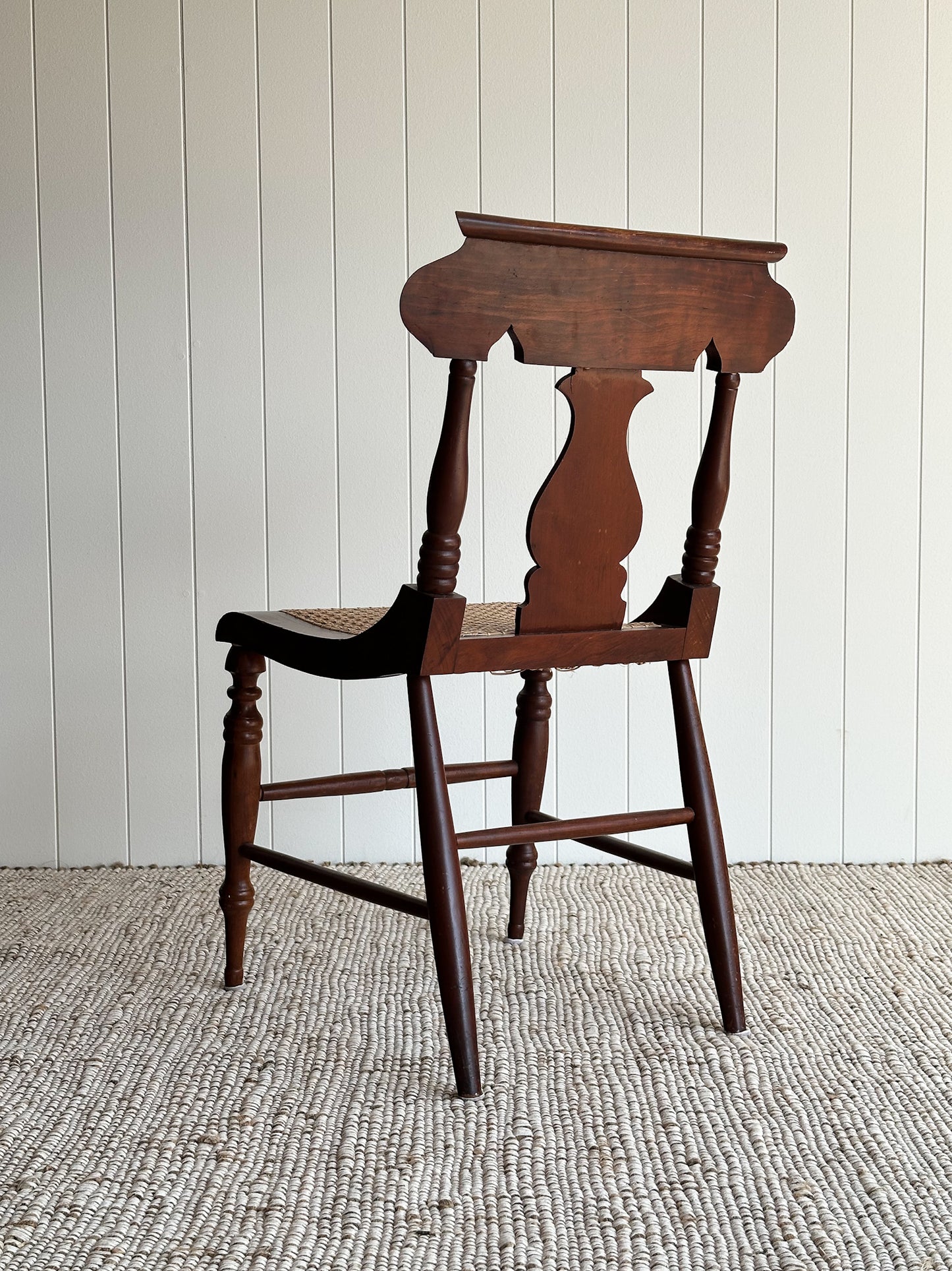1960s Vintage Sculpted Mahogany Dining Chairs with Cane Seats, Set of 4