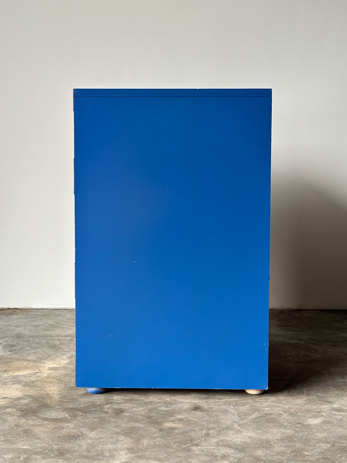 Blue & White Lacquered Campaign Chest of Drawers with Brass Hardware, 1970s