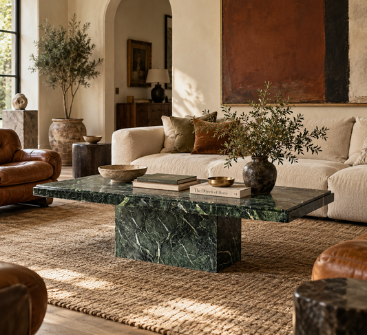 Verde Alpi Marble Pedestal Coffee Table, Italy, 1980s