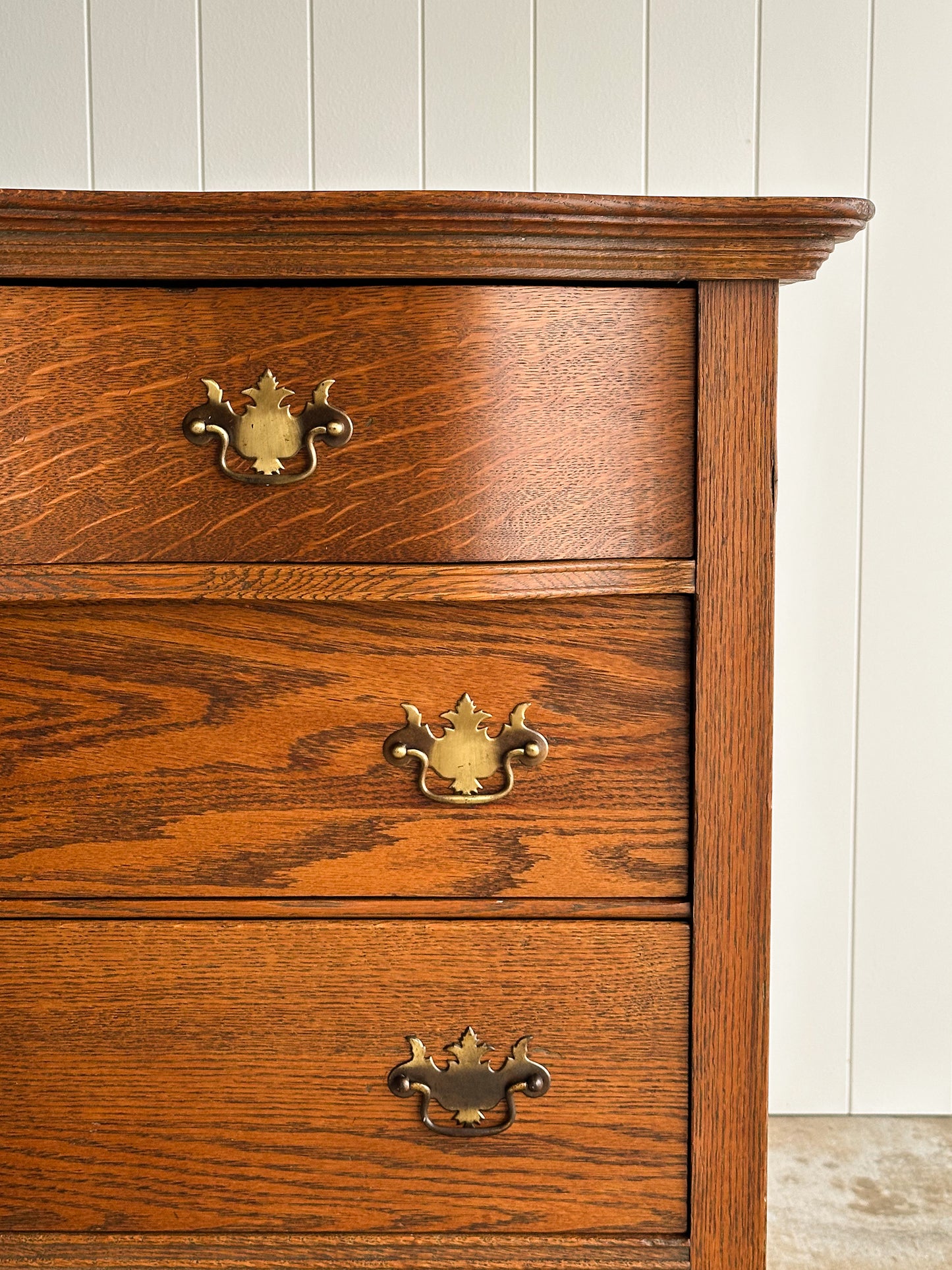 Antique Oak Serpentine Chest of Drawers, C. 1890