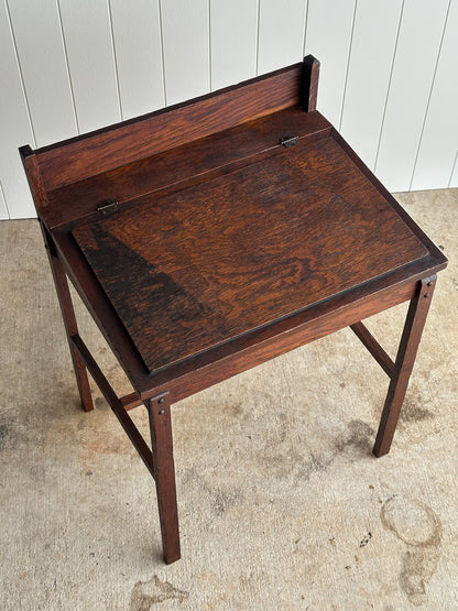 Antique American Oak Schoolhouse Children's Writing Desk