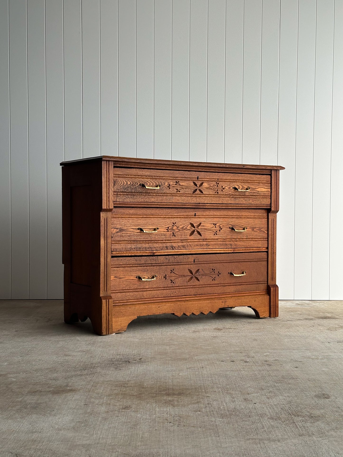 Late 19th Century Carved Oak Chest of Drawers