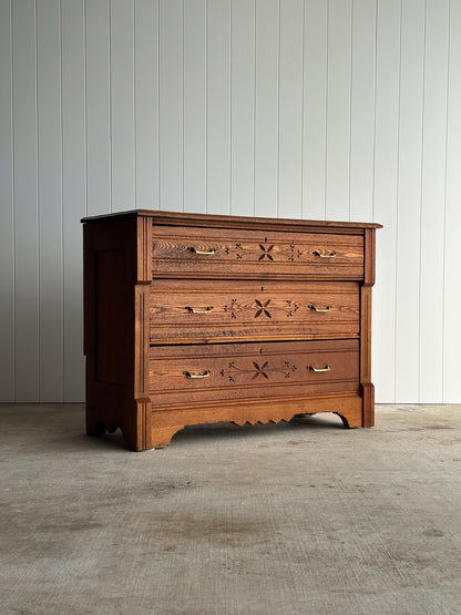 Late 19th Century Carved Oak Chest of Drawers