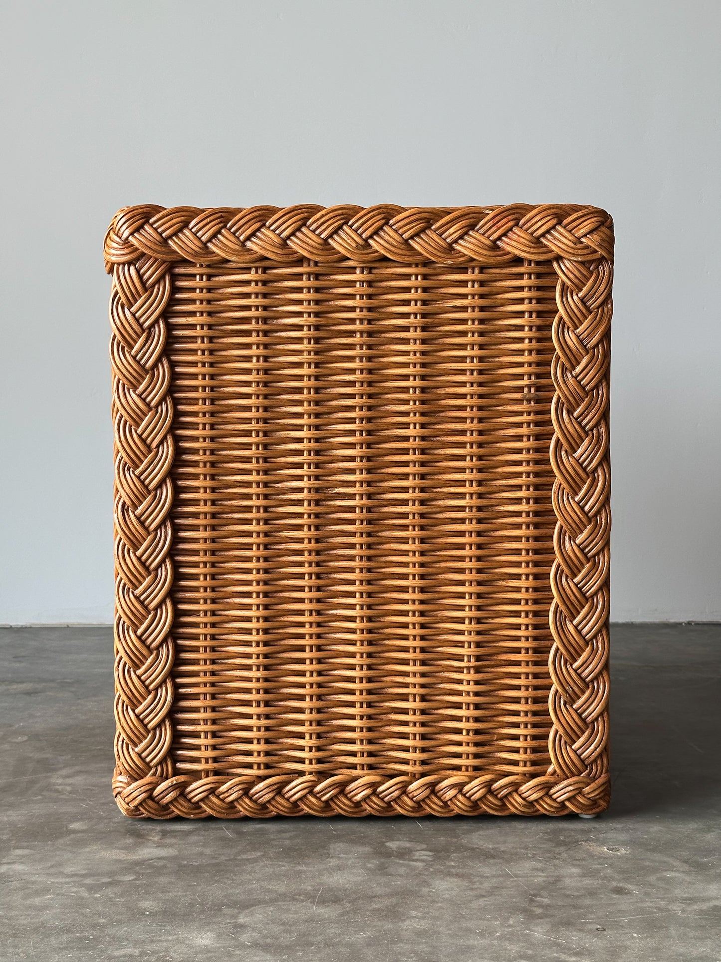 Vintage Woven Wicker Nightstand