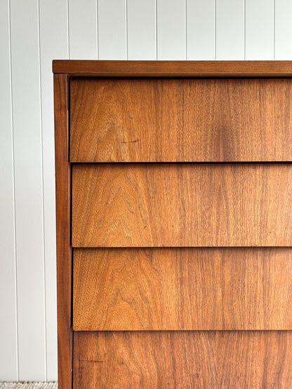 Vintage Mid Century Modern Walnut Floating Drawer Chest of Drawers