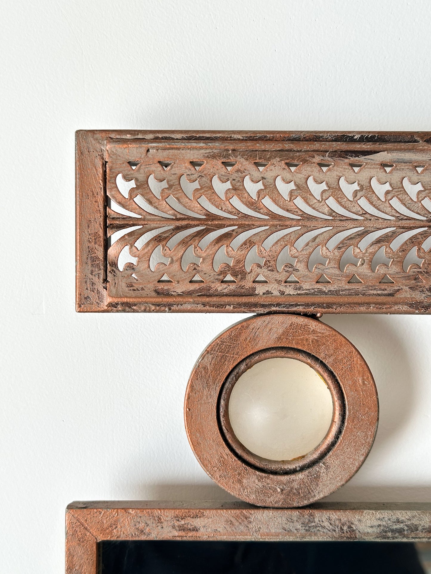 Pierced Steel Wall Mirror in the Style of Santambrogio & De Berti, Italy, Mid-Century