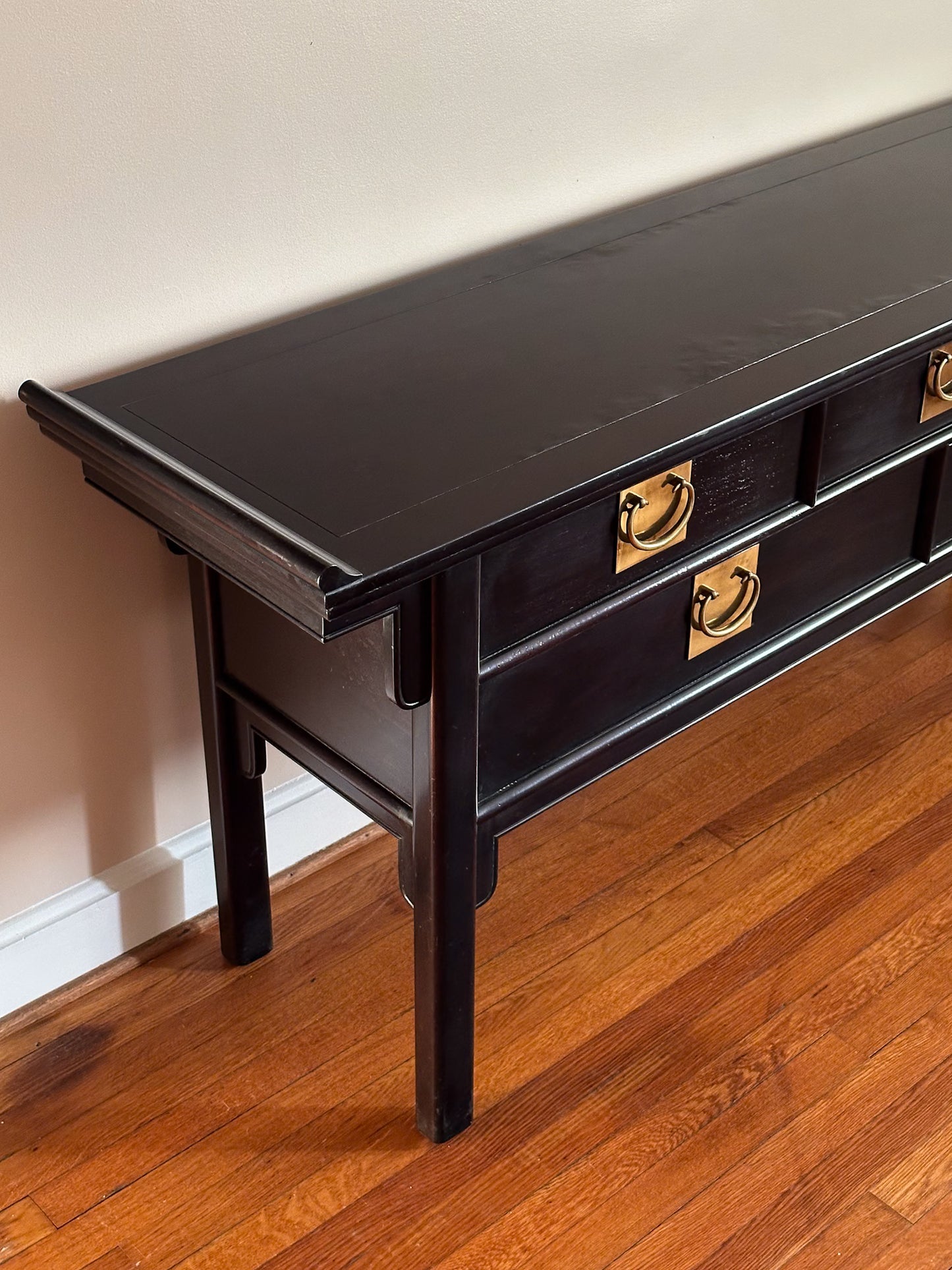Vintage Century Furniture Black Lacquered Console Table