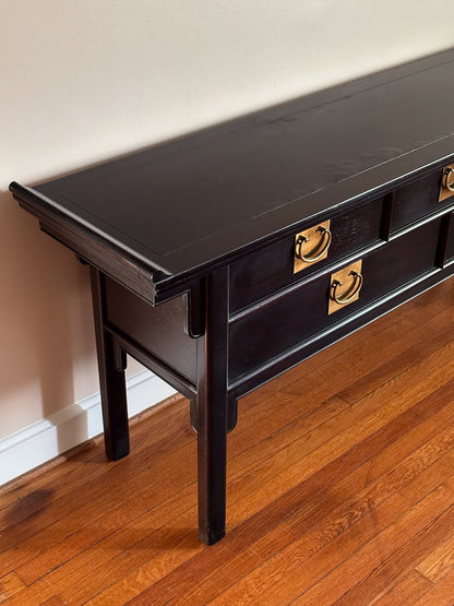 Vintage Century Furniture Black Lacquered Console Table