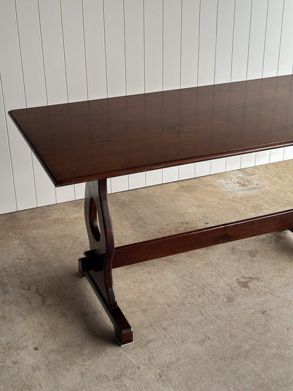 Antique English Country Oak Trestle Dining Table