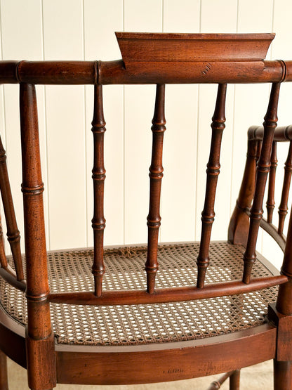 Vintage Wooden Armchair with Cane Seat