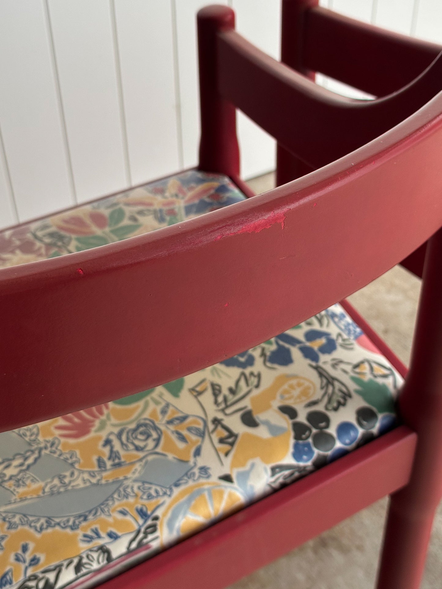Set of Six Vintage Red Lacquered Dining Armchairs, Attributed to Vico Magistretti