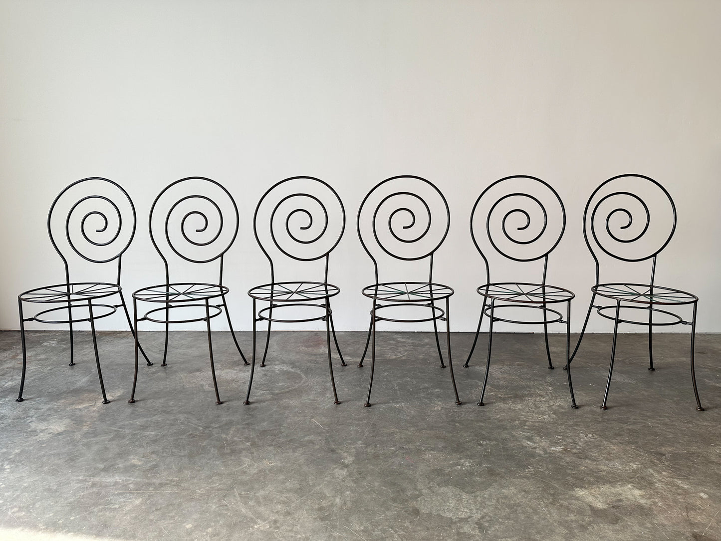 Spiral Iron Chairs in the Style of Luigi Serafini for Sawaya & Moroni, 1980s, Set of 6