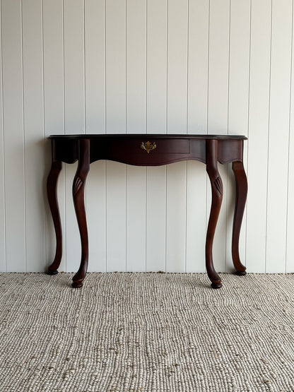 Vintage Mahogany Demi-Lune Serpentine Scalloped Entryway Table