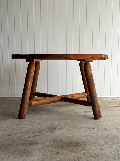 Early 20th Century Pine Dining Table with Scalloped Edge