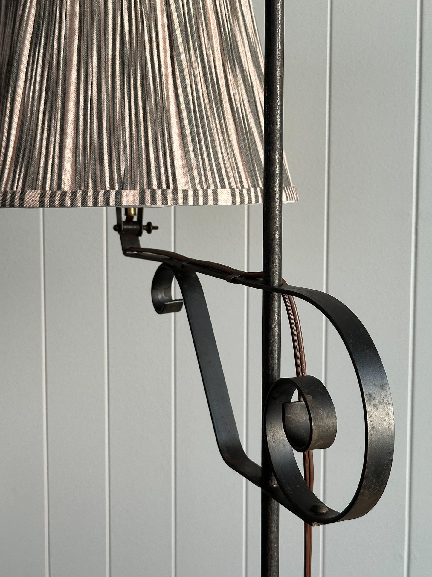 1940s Wrought Iron Swing-Arm Floor Lamp