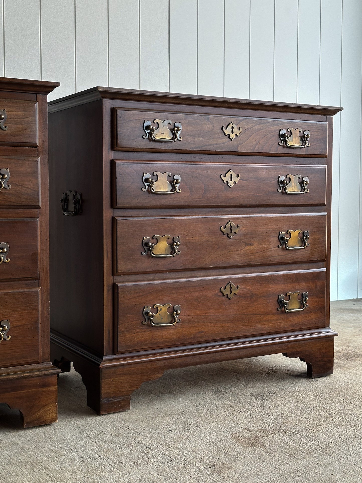 Pair of Pennsylvania House Georgian Cherry Bachelor Chests, C. Late 20th Century