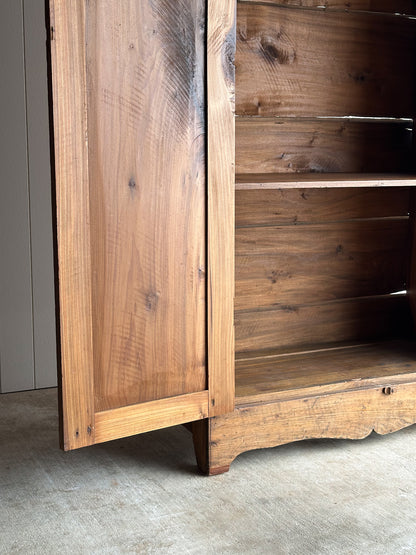 Antique Pine Cupboard Cabinet With Carved Crest