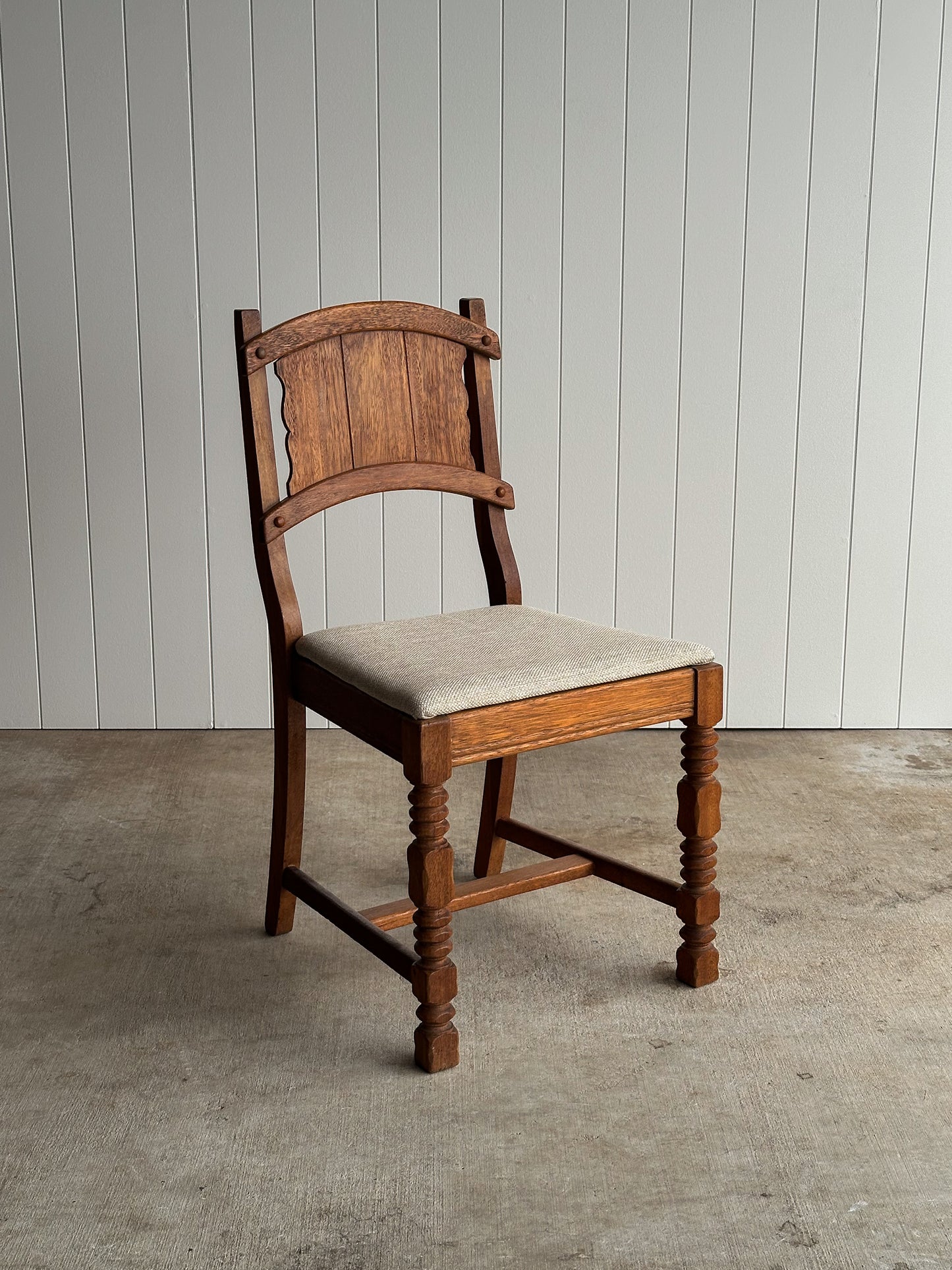 Set of Four Antique English Oak Dining Chairs, C. 1900