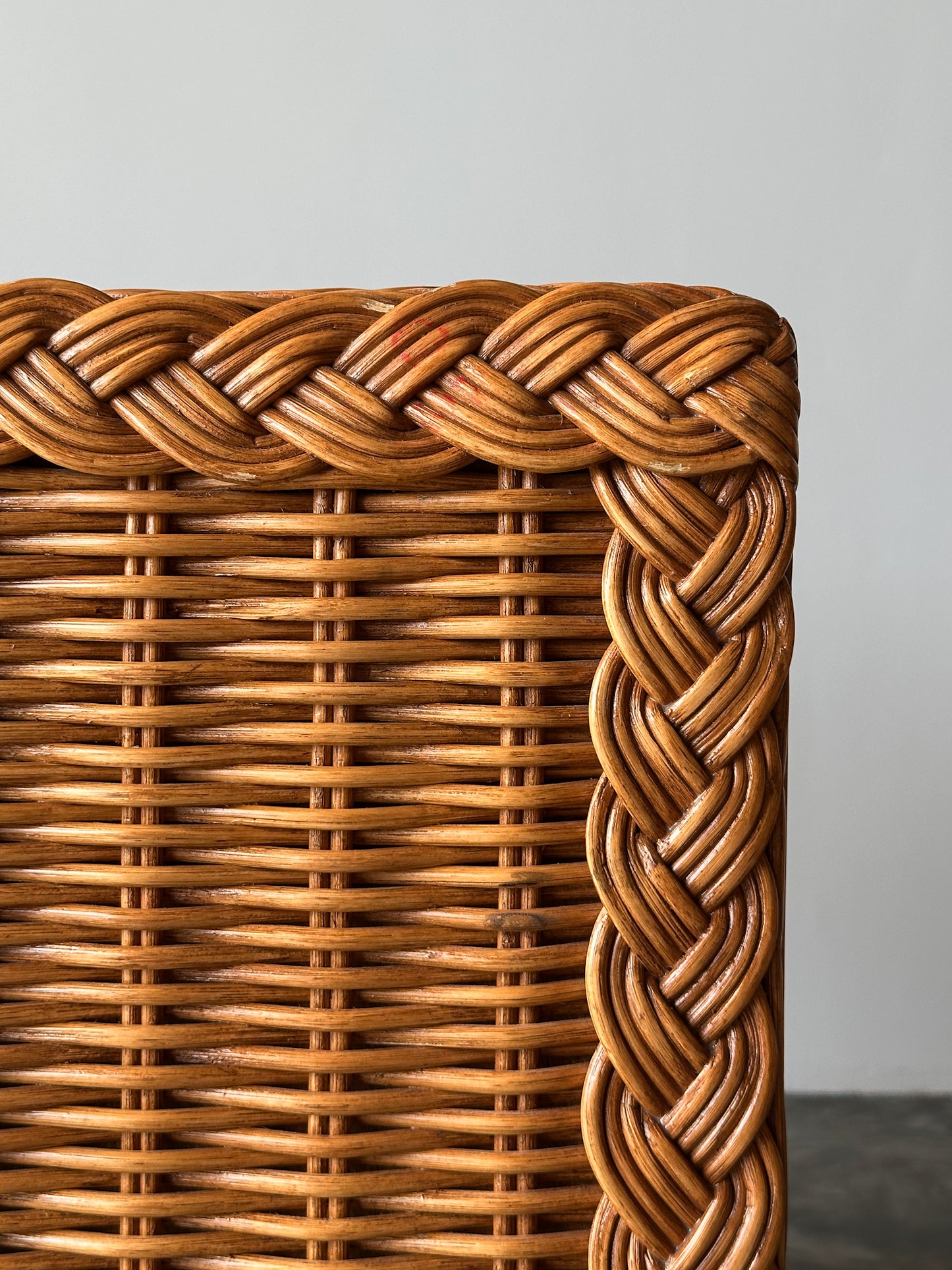 Vintage Woven Wicker Nightstand