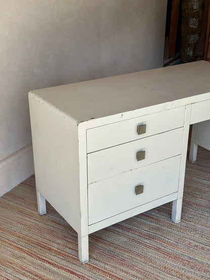 Vintage Simmons Metal Desk With Original Square Pulls, C 1940s
