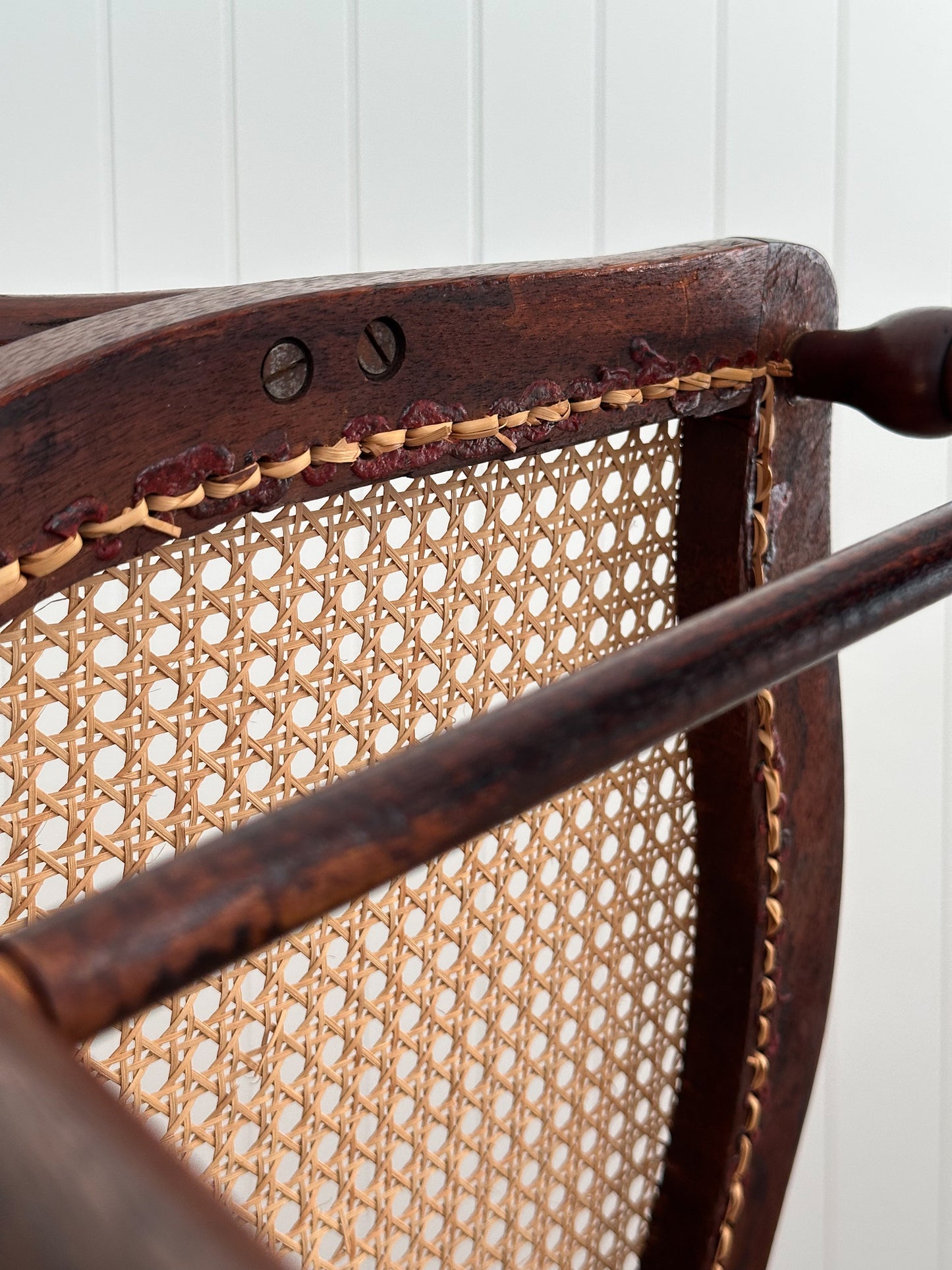 Victorian-Era Antique Cane & Wood Dining Chairs, Set of Four