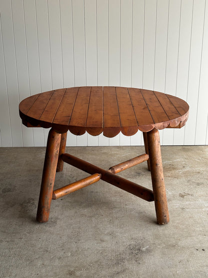 Early 20th Century Pine Dining Table with Scalloped Edge