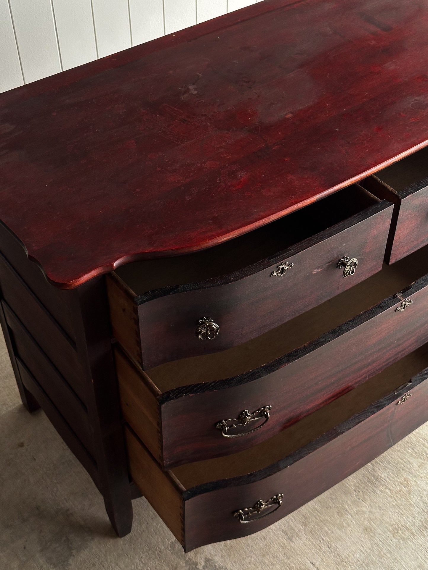 Antique Serpentine Mahogany Chest of Drawers, C. 1890