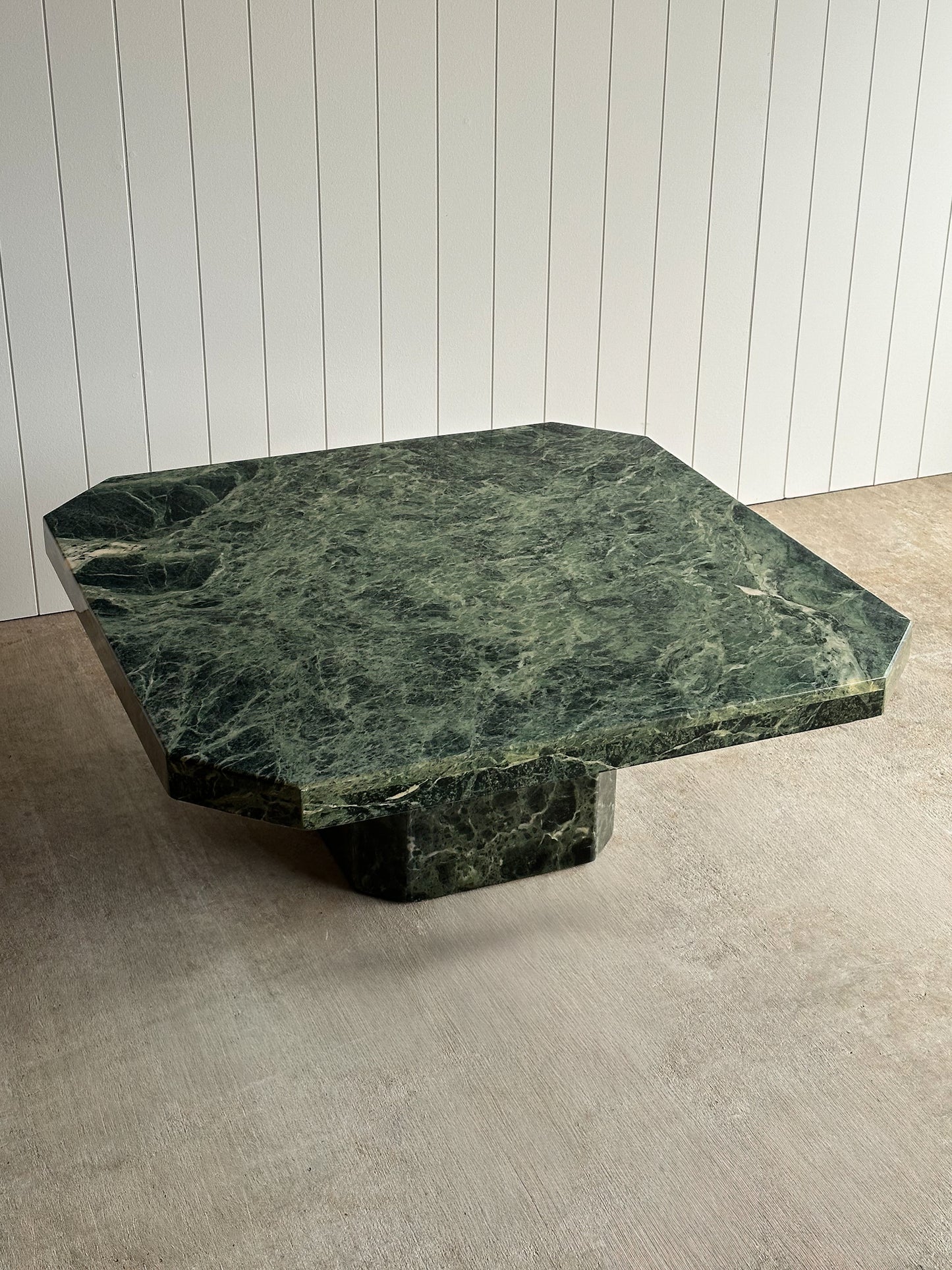 Vintage Italian Verde Alpi Green Marble Coffee Table, C. 1970s