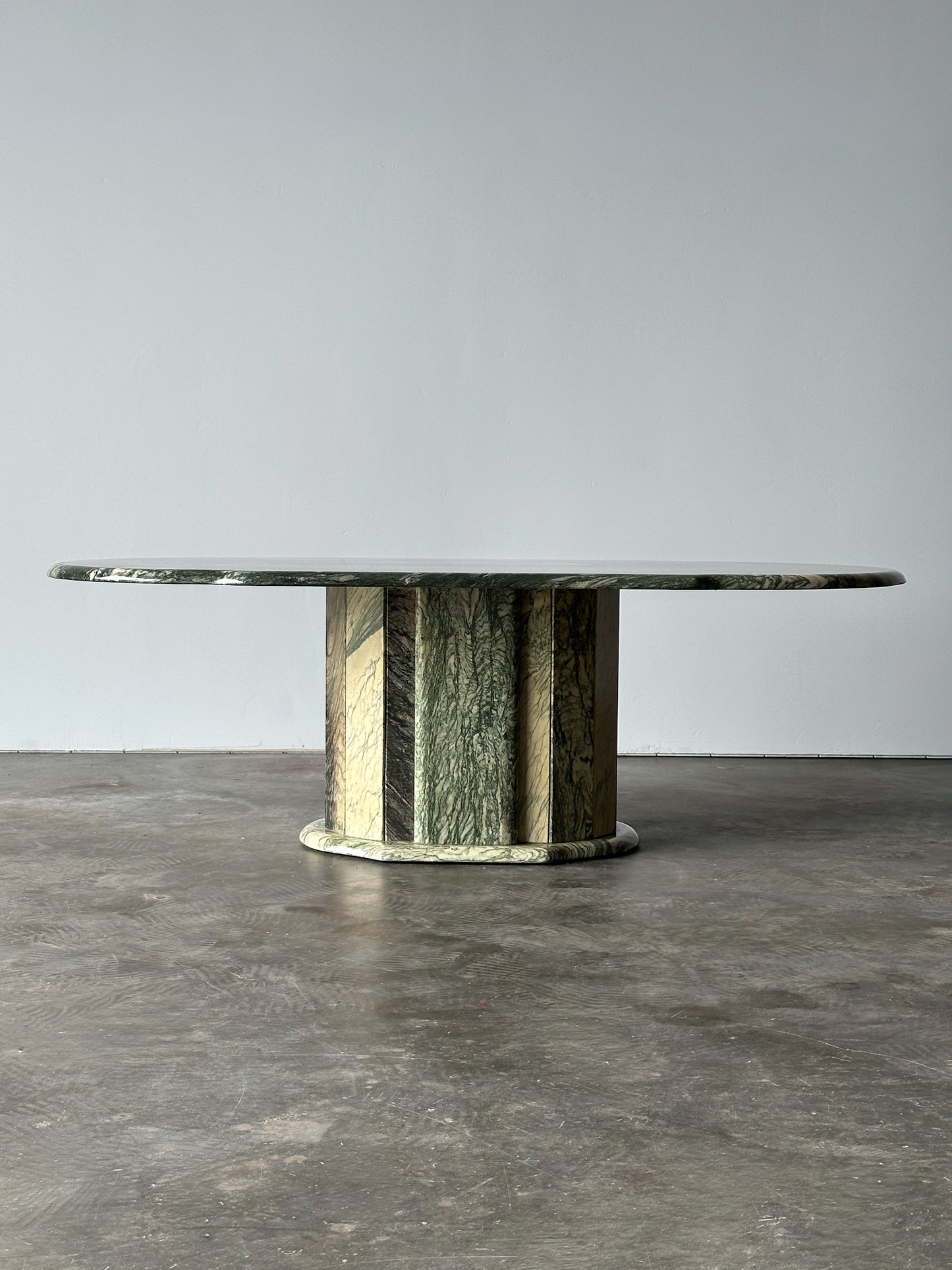 Cipollino Ondulato Marble Oval Coffee Table, Italy, 1980s