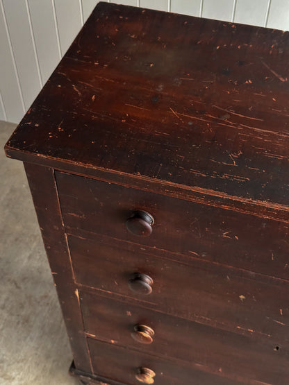 Late 19th Century Antique Painted Pine Chest of Drawers, Original Surface