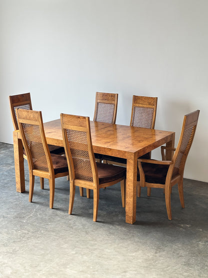 Lane Burl Wood Extendable Parsons Dining Table in the Style of Milo Baughman, 1970s