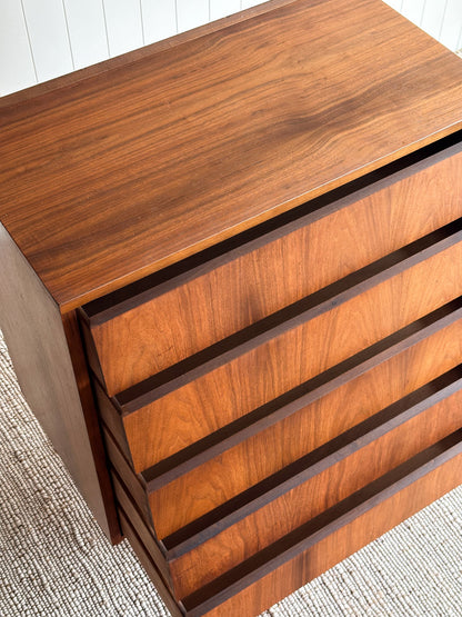 Vintage Mid Century Modern Walnut Floating Drawer Chest of Drawers