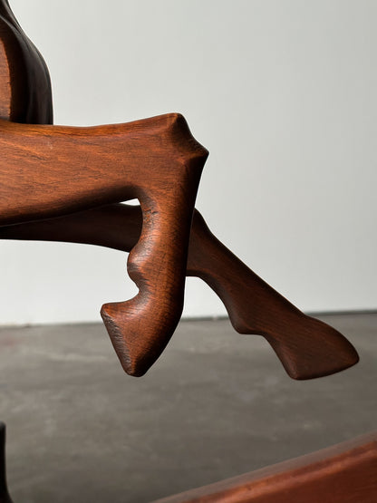 Handcrafted Mid-Century Sculptural Pine Rocking Horse