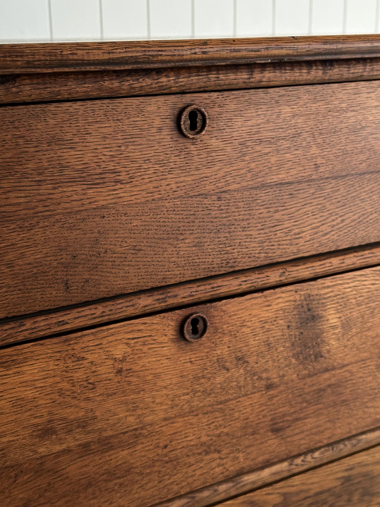 Antique Oak Three-Drawer Chest of Drawers, 19th Century