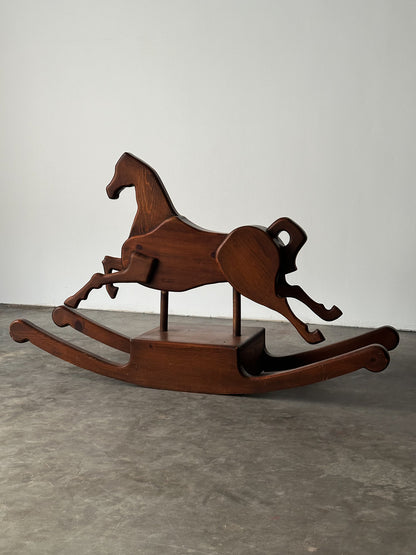 Handcrafted Mid-Century Sculptural Pine Rocking Horse