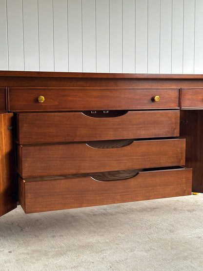 Mid-Century Modern Heritage Collection Walnut and Brass Sideboard