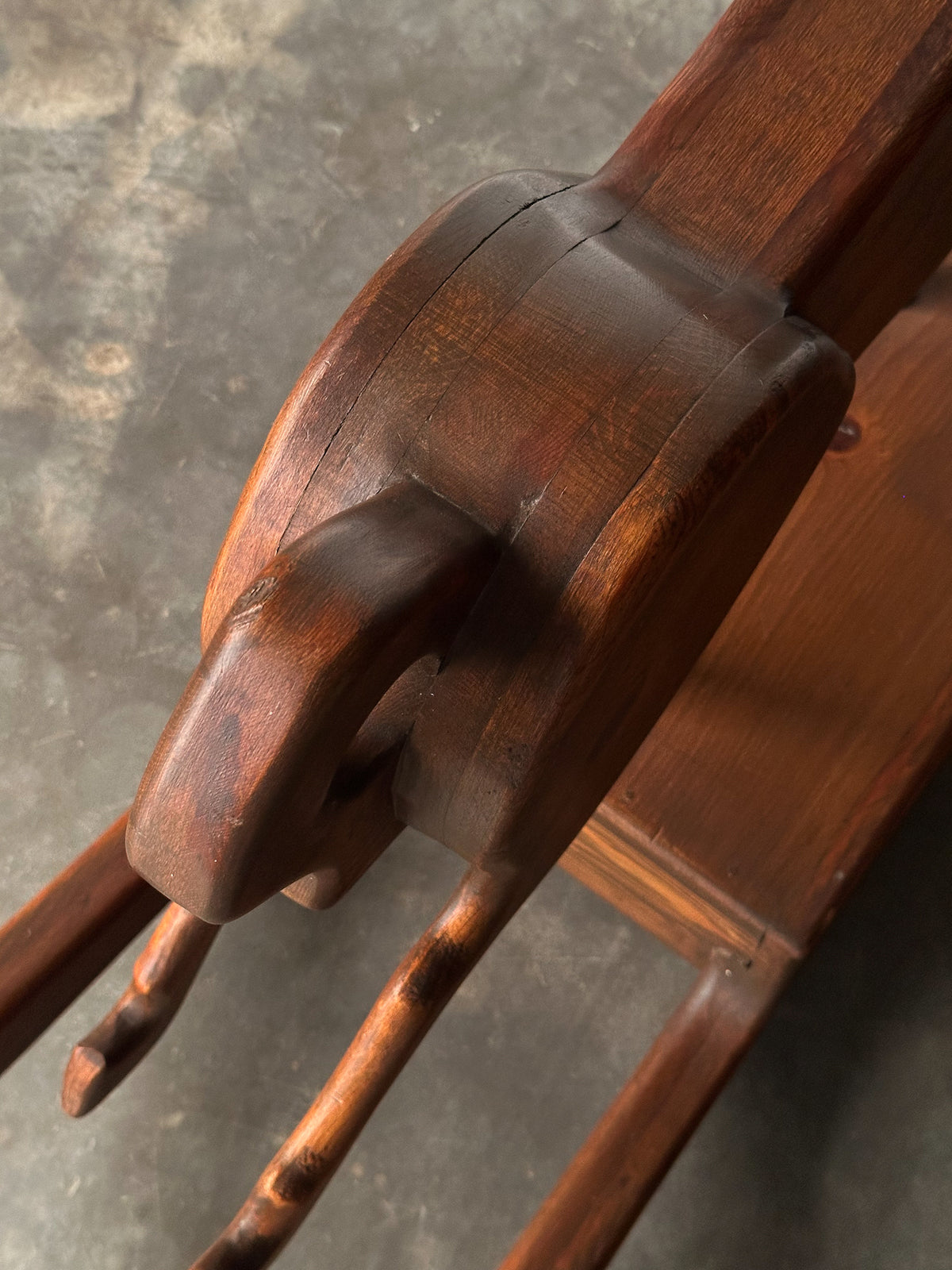 Handcrafted Mid-Century Sculptural Pine Rocking Horse
