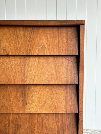 Vintage Mid Century Modern Walnut Floating Drawer Chest of Drawers