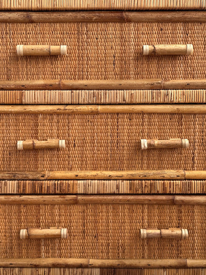 Vintage Woven Rattan Chest of Drawers