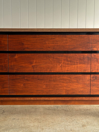 Mid-Century Walnut Nine-Drawer Dresser by Stanley, C. 1960s