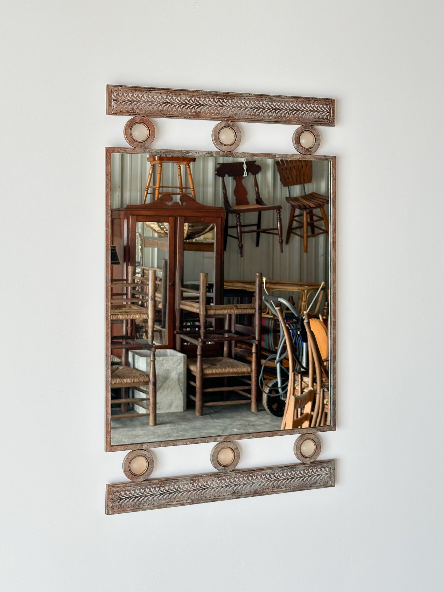 Pierced Steel Wall Mirror in the Style of Santambrogio & De Berti, Italy, Mid-Century