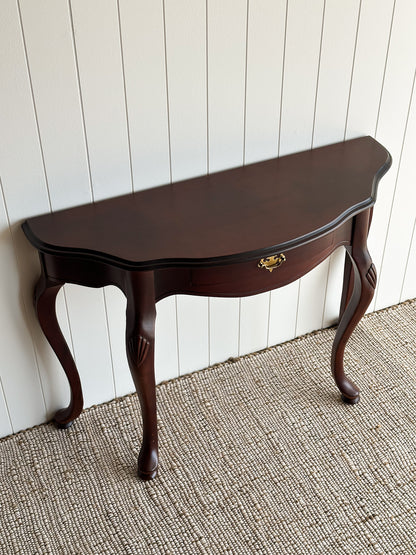 Vintage Mahogany Demi-Lune Serpentine Scalloped Entryway Table