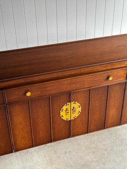 Mid-Century Modern Heritage Collection Walnut and Brass Sideboard