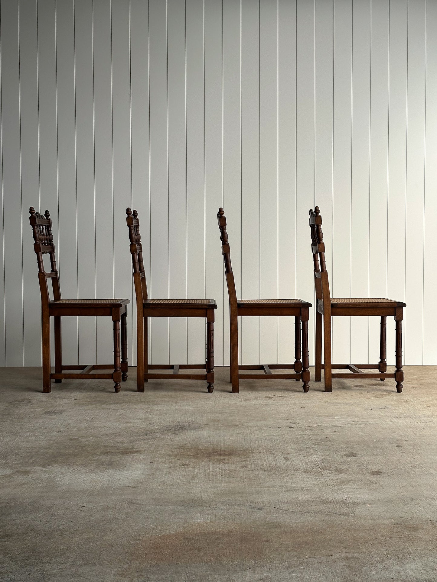 Set of Four Antique Dining Chairs With Carved Crest